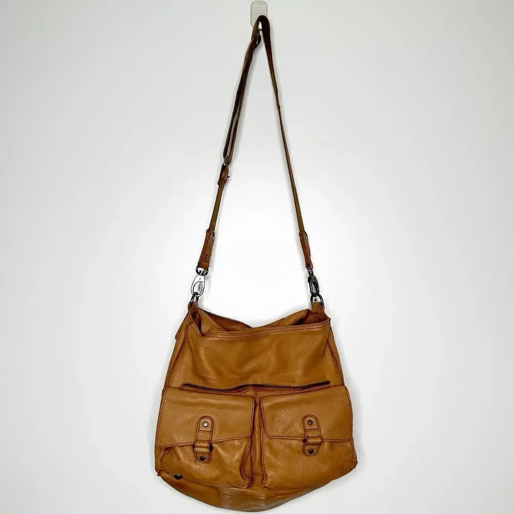 Vanessa Bruno Cowskin Leather Bag Cognac